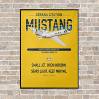 Thumbnail for Cessna Citation Mustang vertical canvas print - framed - yellow background