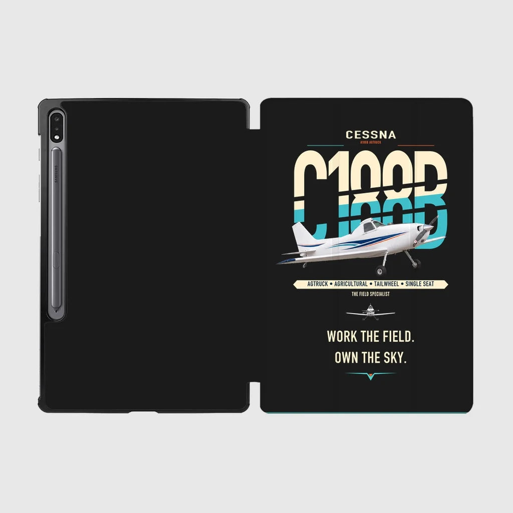 Cessna A188B AgTruck design on black samsung tablet tablet case