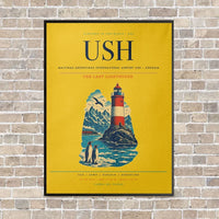 Thumbnail for Malvinas Argentinas International Airport USH — Ushuaia vertical canvas print - framed - yellow background