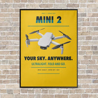 Thumbnail for DJI Mini 2 vertical canvas print - framed - yellow background
