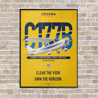 Thumbnail for Cessna 177B Cardinal vertical canvas print - framed - yellow background