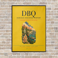 Thumbnail for Dubuque Regional Airport DBQ vertical canvas print - framed - yellow background