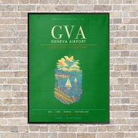 Thumbnail for Geneva Airport GVA - Canvas Framed - Green