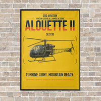 Thumbnail for Sud Aviation SE 3130 Alouette II vertical canvas print - framed - yellow background