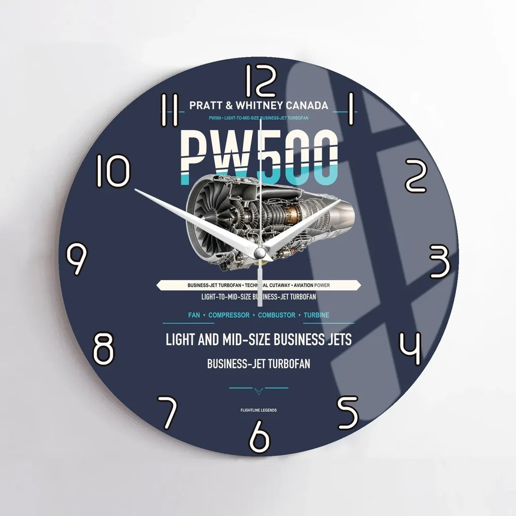 PW500 design on navy blue no frame wall clock
