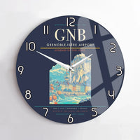 Thumbnail for Grenoble-Isère Airport (GNB) design on navy blue no frame wall clock