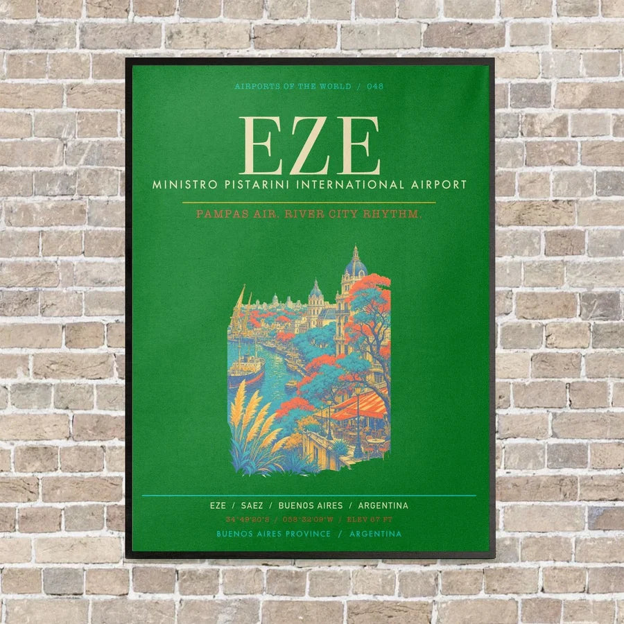 Buenos Aires Ministro Pistarini International Airport EZE - Canvas Framed - Green