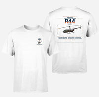 Thumbnail for Robinson R44 Raven II design on white t-shirt, double-side print