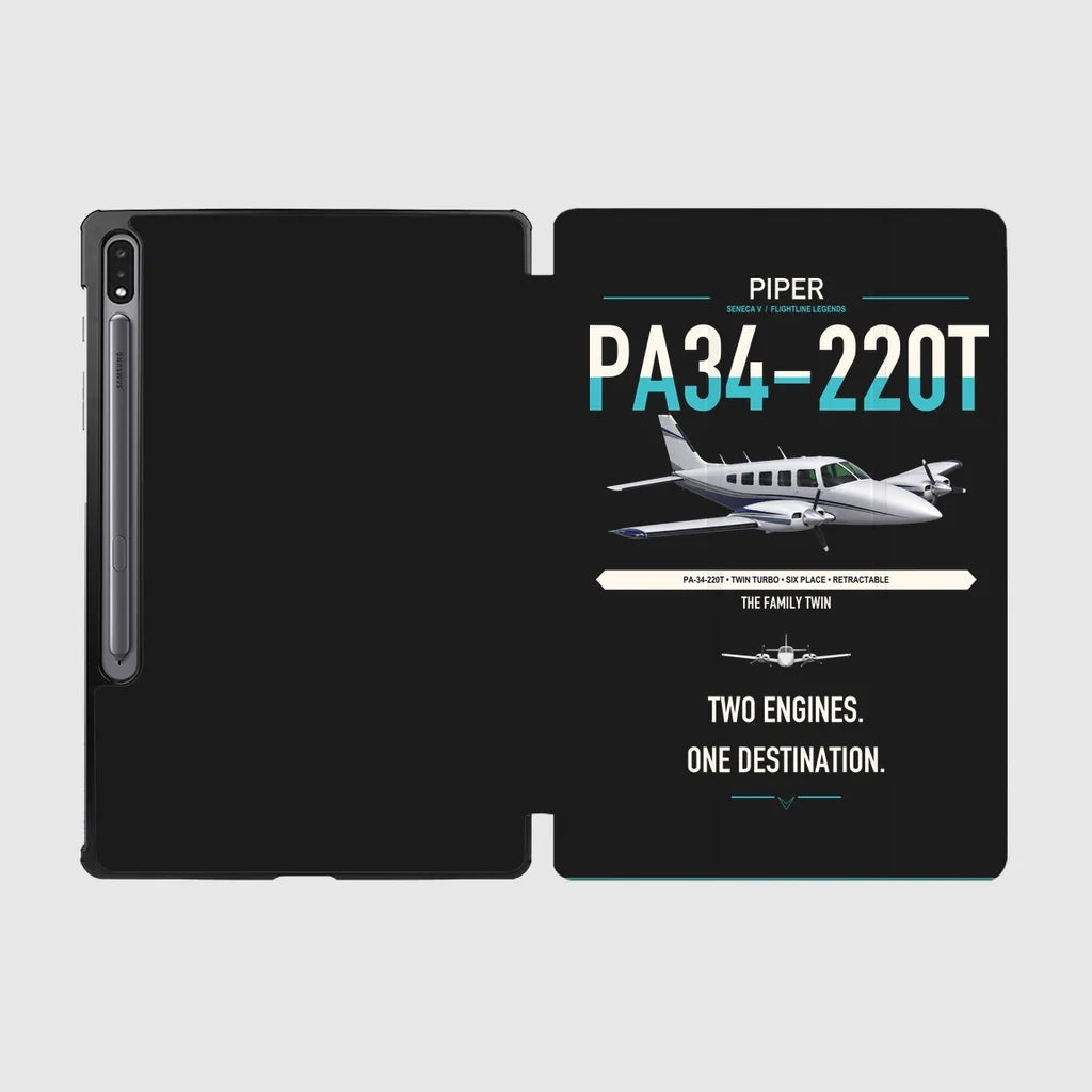 Piper PA-34-220T Seneca V design on black samsung tablet tablet case