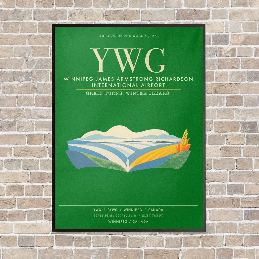 Winnipeg James Armstrong Richardson International Airport YWG - Canvas Framed - Green