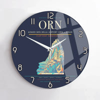 Thumbnail for Ahmed Ben Bella Airport (ORN) design on navy blue no frame wall clock