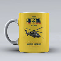 Thumbnail for Sikorsky HH-60W Jolly Green II design on yellow ceramic mug, double-side print