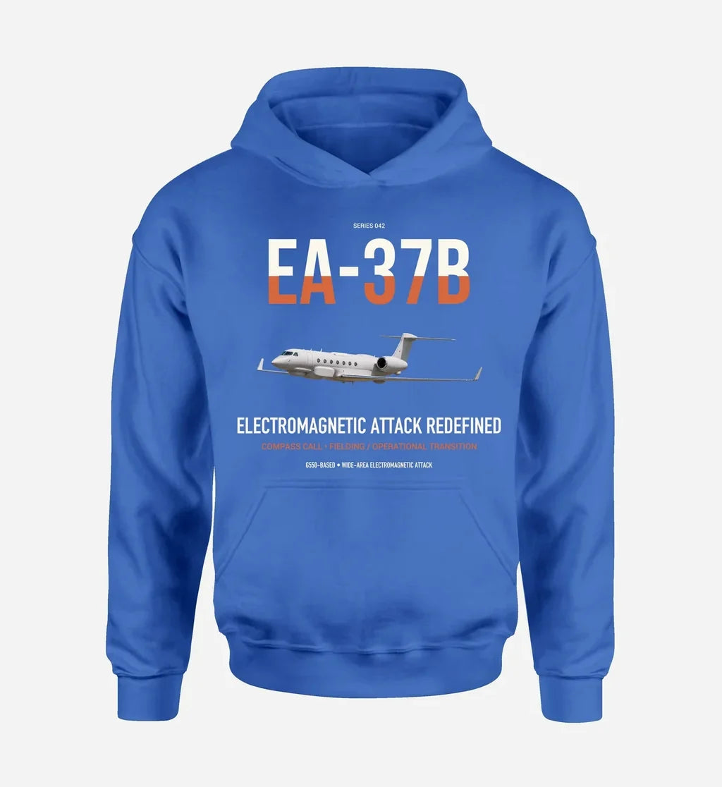 EA-37B Compass Call design on blue double-side hoodie, single-side print
