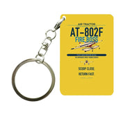 Thumbnail for Air Tractor AT-802F Fire Boss design on yellow designed key chain, double-side print