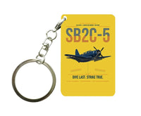Thumbnail for SB2C-5 Helldiver design on yellow designed key chain, double-side print
