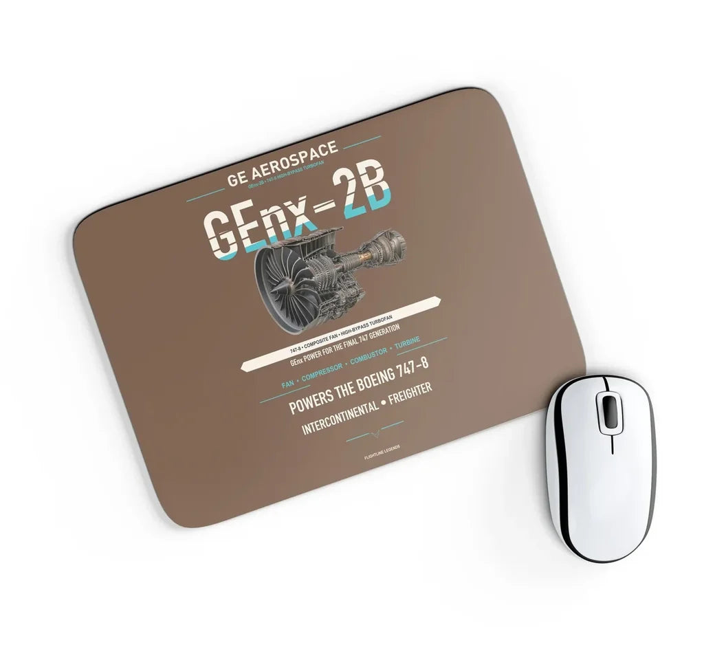 GEnx-2B design on brown rectangle mouse pad