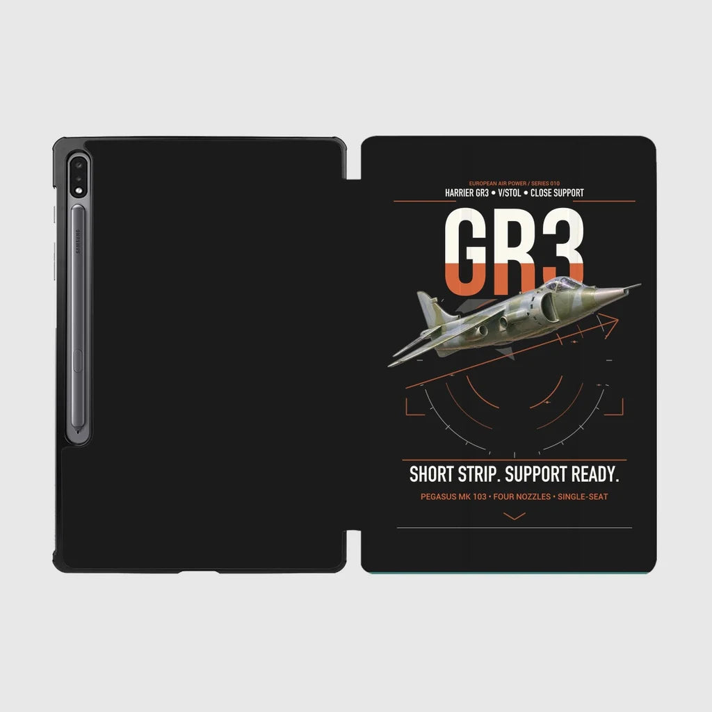Hawker Siddeley Harrier GR3 design on black samsung tablet tablet case