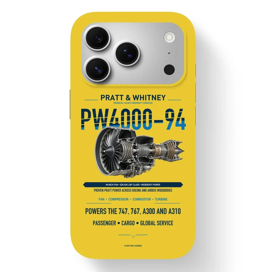 PW4000-94 Case design on yellow iphone case