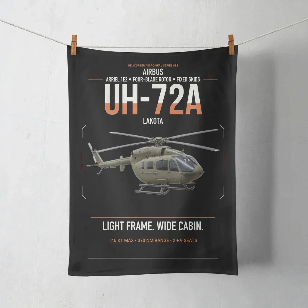 Airbus UH-72A Lakota design on black towel
