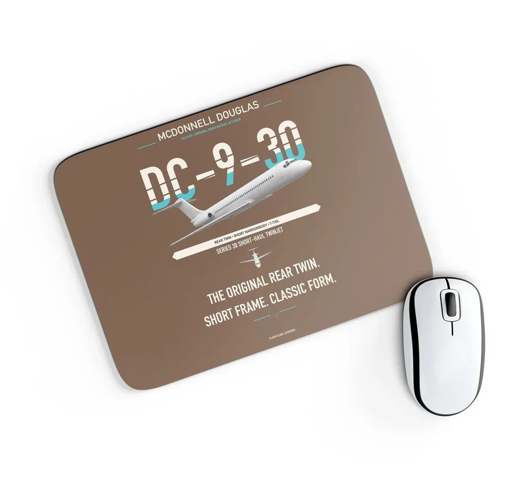 McDonnell Douglas DC-9-30 design on brown rectangle mouse pad