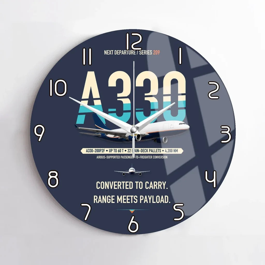 Airbus A330-200P2F design on navy blue no frame wall clock