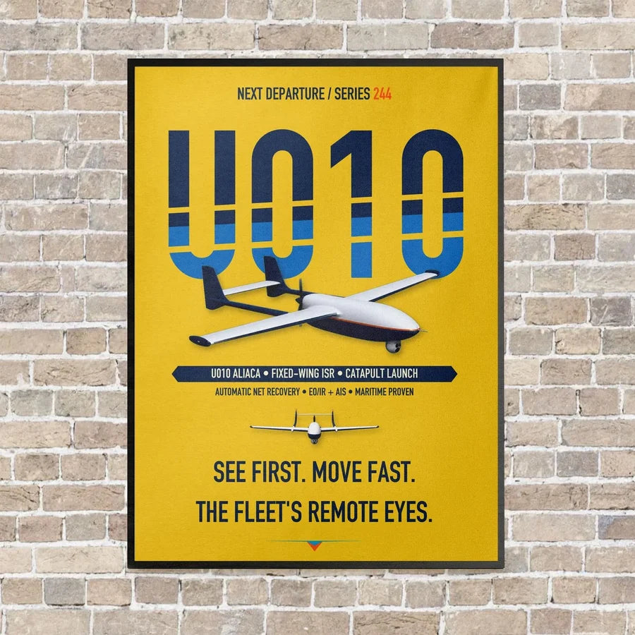 Airbus U010 Aliaca Fixed-wing vertical canvas print - framed - yellow background