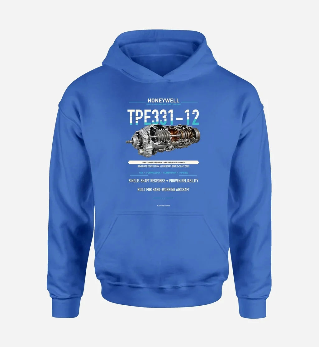 TPE331-12 design on blue hoodie single side