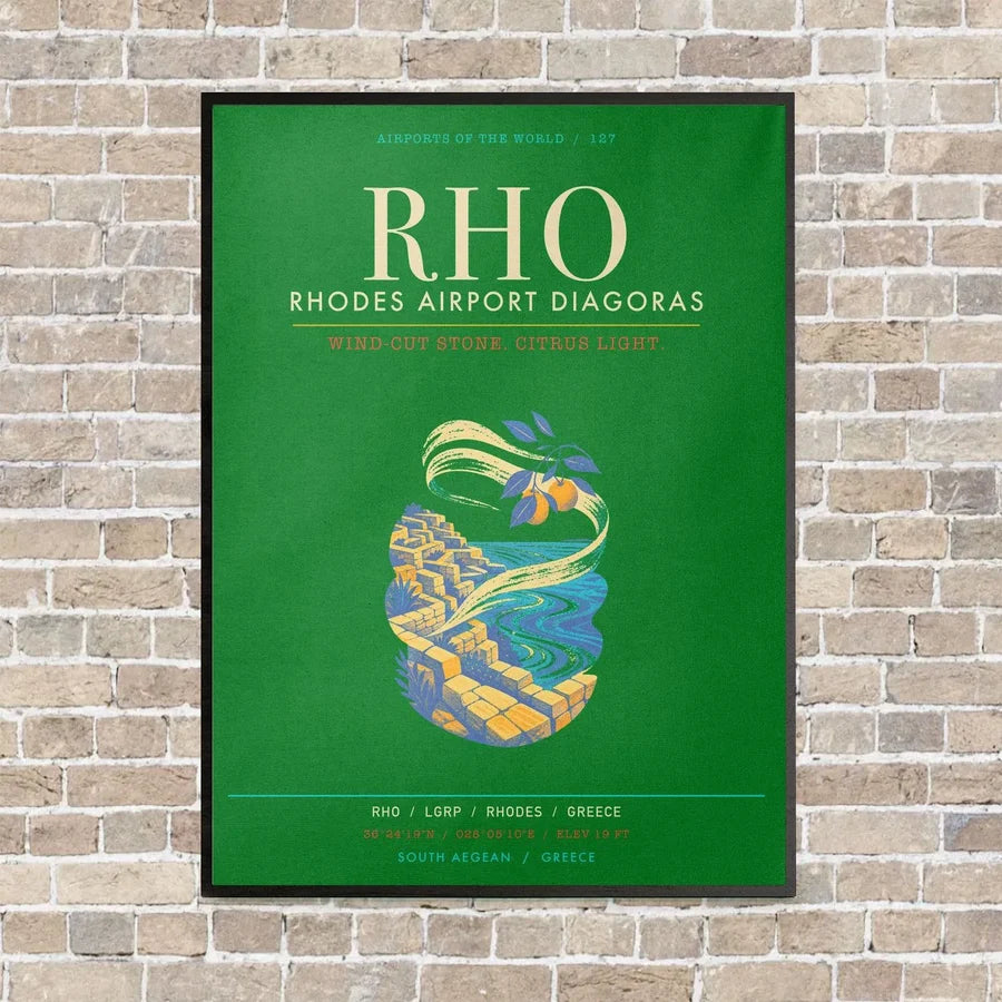 Rhodes Airport Diagoras RHO - Canvas Framed - Green