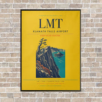 Thumbnail for Klamath Falls Airport LMT vertical canvas print - framed - yellow background