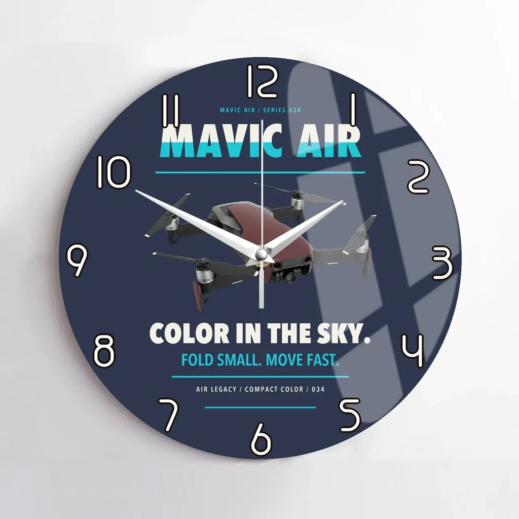 DJI Mavic Air design on navy blue no frame wall clock