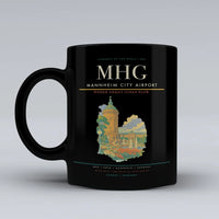 Thumbnail for Mannheim City Airport (MHG) airport code design on black ceramic mug