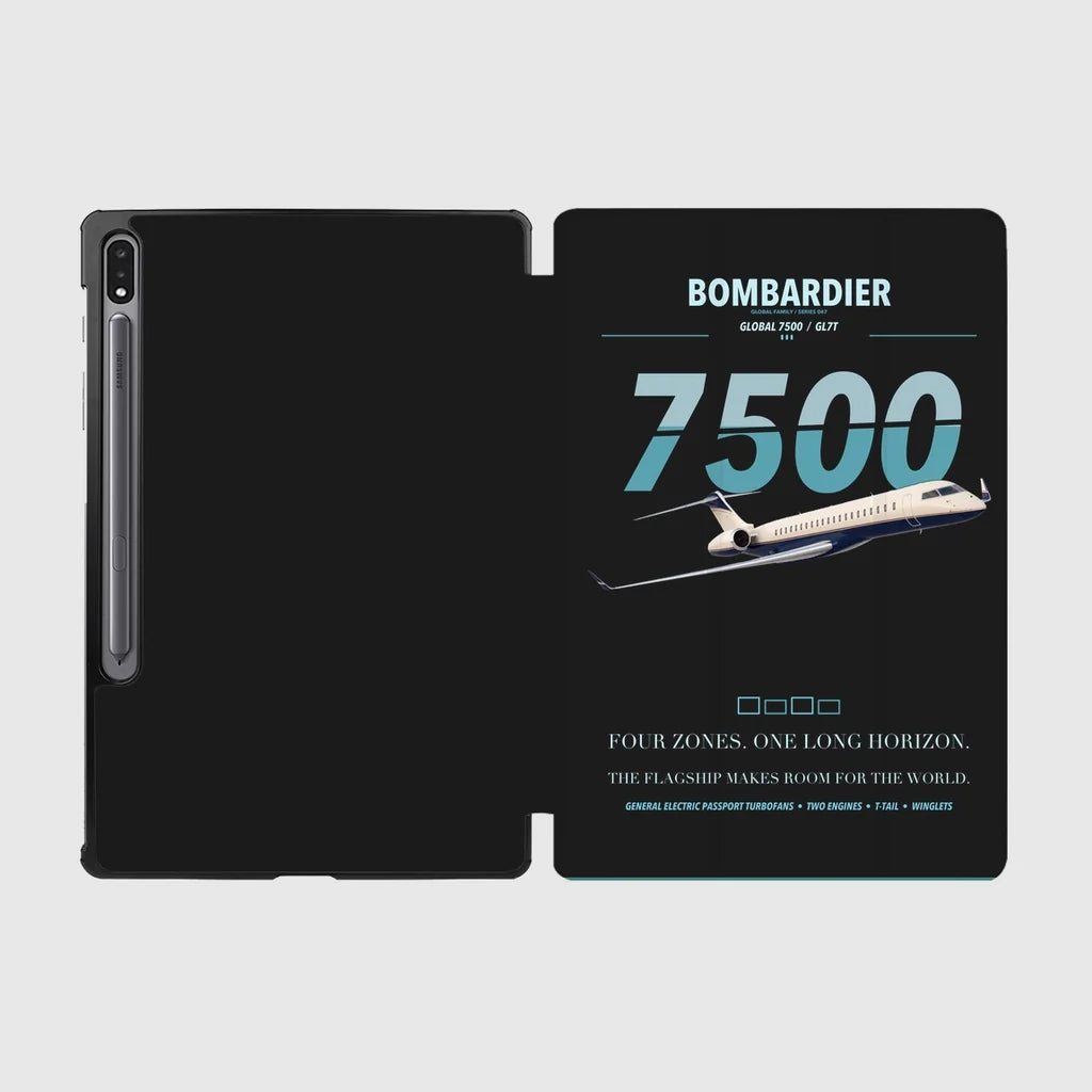 Bombardier Global 7500 design on black samsung tablet tablet case
