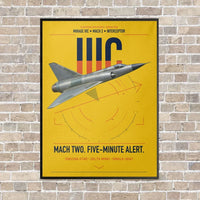 Thumbnail for Dassault Mirage IIIC vertical canvas print - framed - yellow background