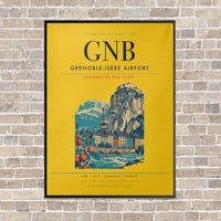 Thumbnail for Grenoble-Isère Airport GNB vertical canvas print - framed - yellow background