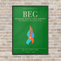 Thumbnail for Belgrade Nikola Tesla Airport BEG - Canvas Framed - Green