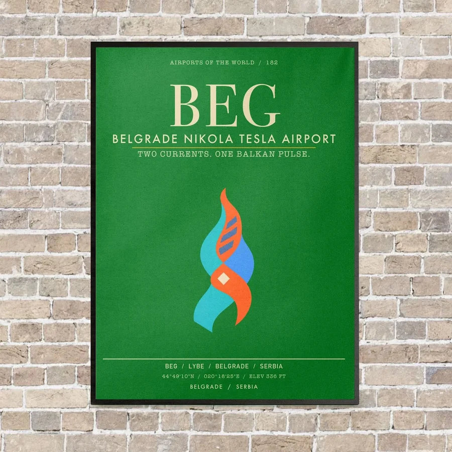 Belgrade Nikola Tesla Airport BEG - Canvas Framed - Green