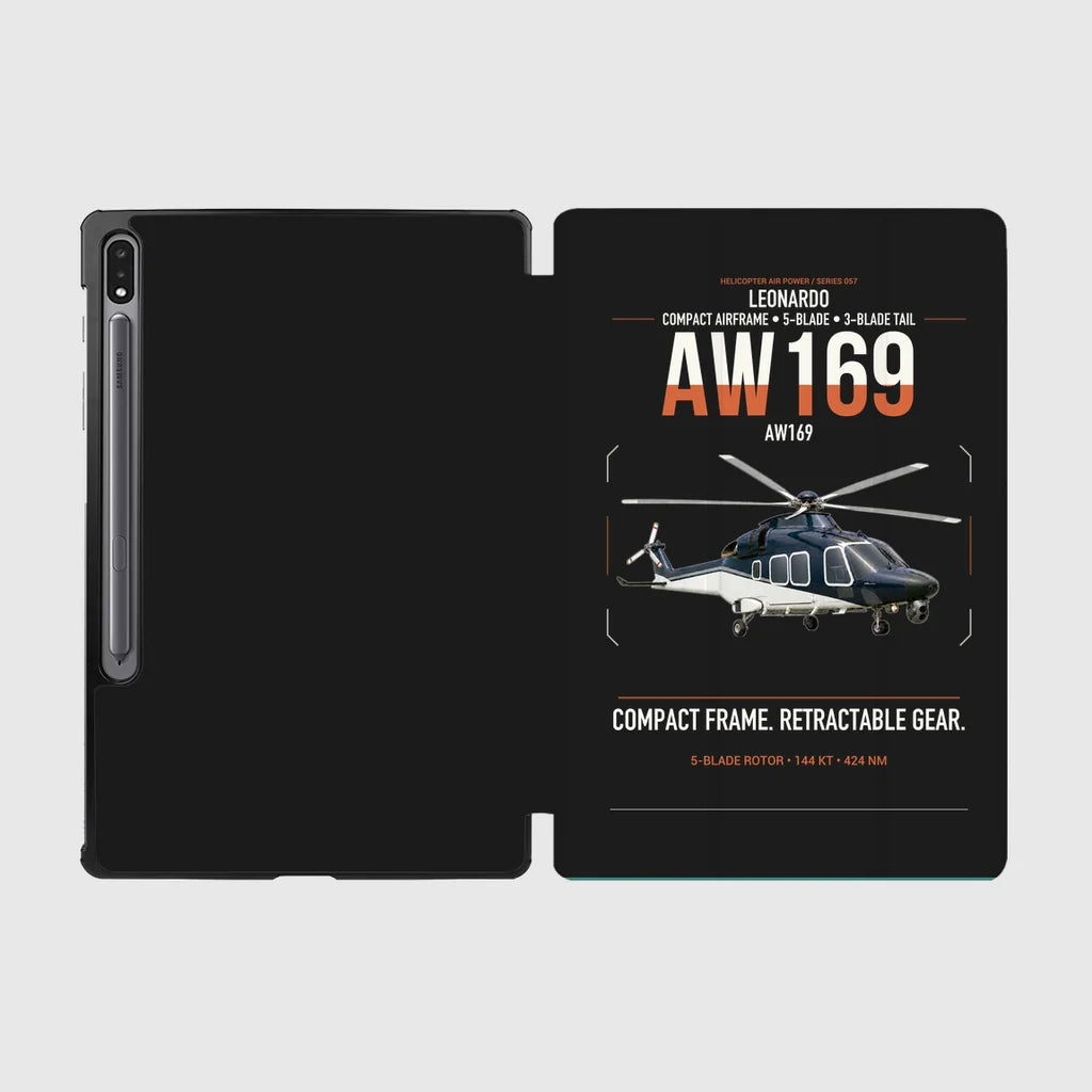 Leonardo AW169 design on black samsung tablet tablet case