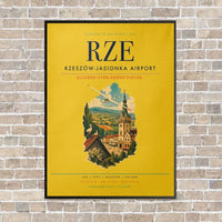 Thumbnail for Rzeszów-Jasionka Airport RZE vertical canvas print - framed - yellow background