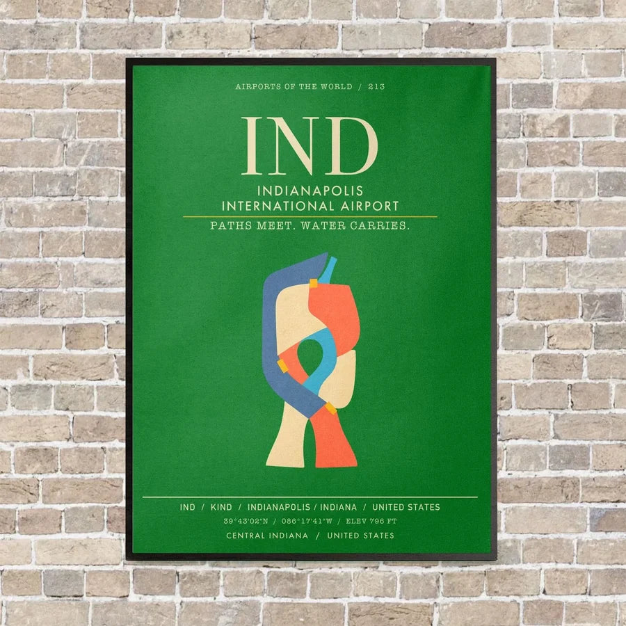 Indianapolis International Airport IND - Canvas Framed - Green