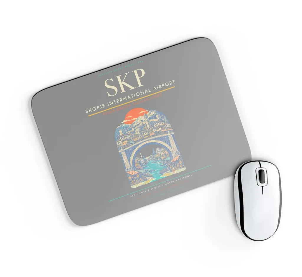 Skopje International Airport SKP Mouse-Pad Rectangle - Gray