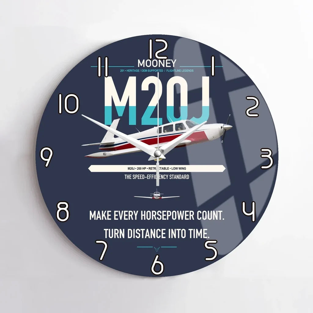 Mooney M20J 201 design on navy blue no frame wall clock