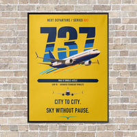 Thumbnail for Boeing 737 MAX 8 vertical canvas print - framed - yellow background