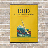 Thumbnail for Redding Regional Airport RDD vertical canvas print - framed - yellow background