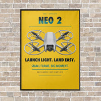 Thumbnail for DJI Neo 2 vertical canvas print - framed - yellow background