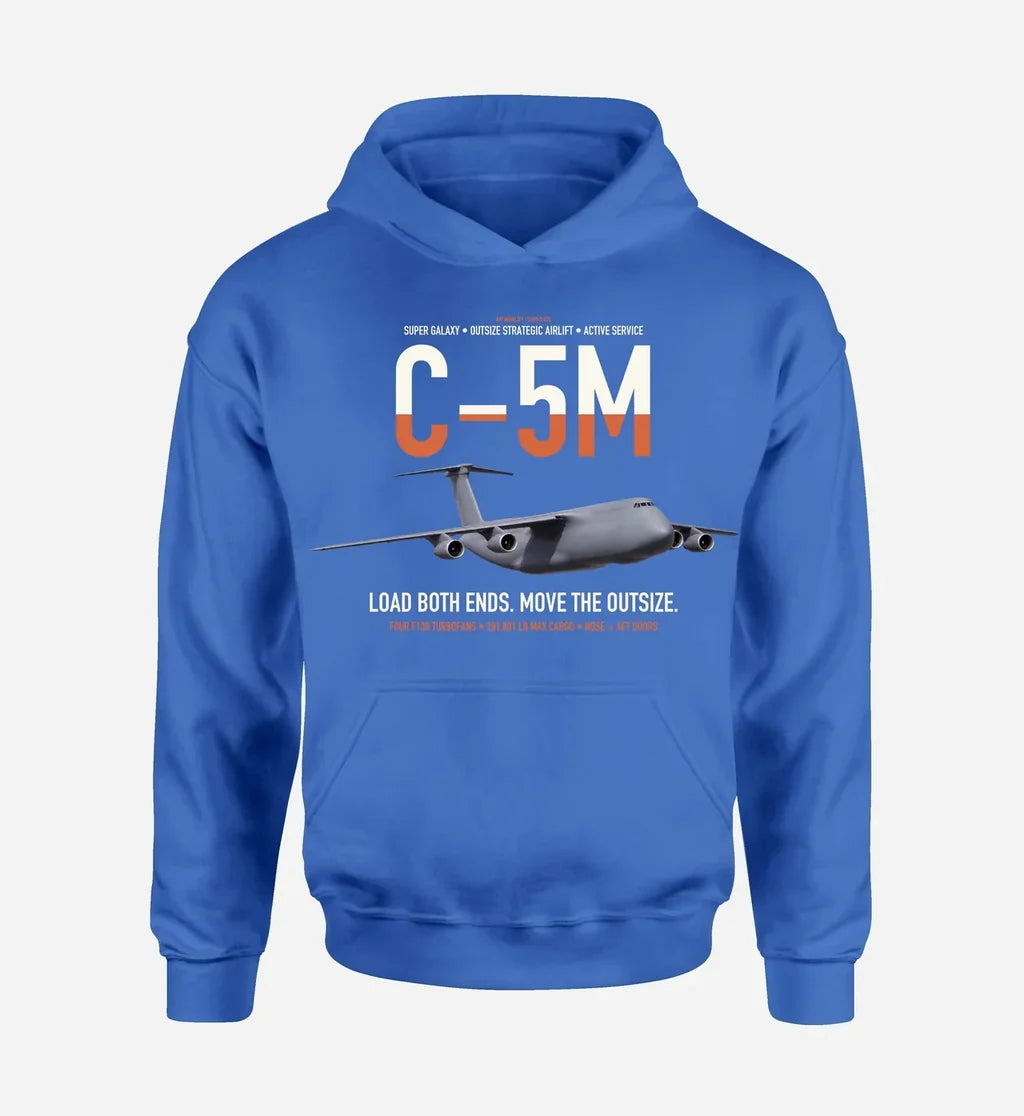 C-5M Super Galaxy design on blue double-side hoodie, single-side print