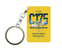 Thumbnail for Cessna 175 Skylark design on yellow designed key chain, double-side print