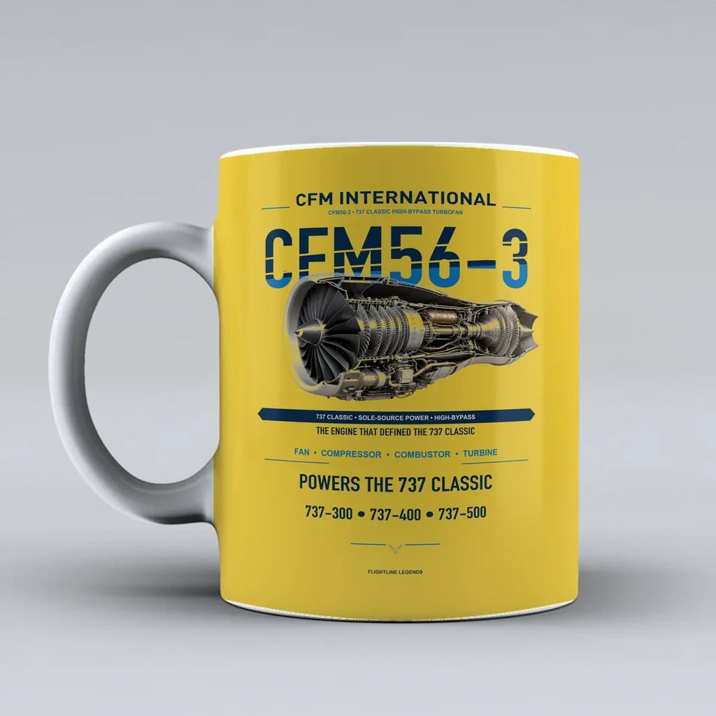 Mug design on yellow cfm56 3