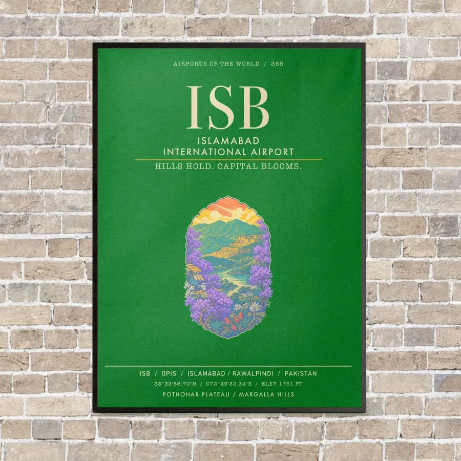 Islamabad International Airport ISB - Canvas Framed - Green
