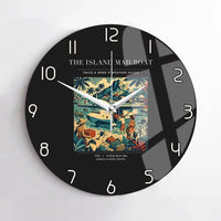 Thumbnail for VINTAGE G4065 - The Island Mailboat - Designed Wall Clocks design on black no-frame