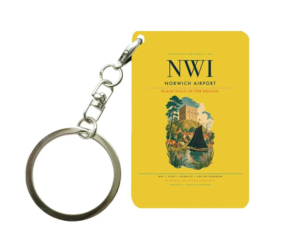 Norwich Airport (NWI) design on yellow key chain